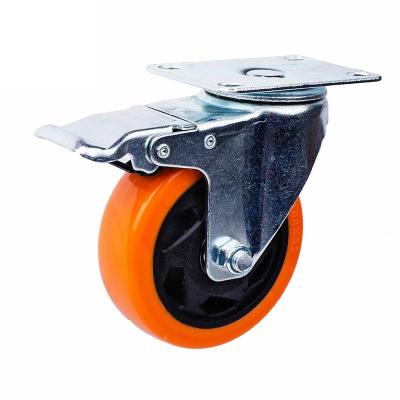 China 130kg Orange PVC/PU Industrial Rotary Trolley Caster Swivel Caster Wheel Customization for sale