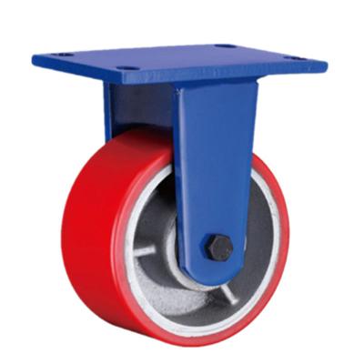 China 100mm/125mm/150mm/200mm High Load Heavy Duty Trolley Wheel Iron Core Red PU Castor Wheel for sale