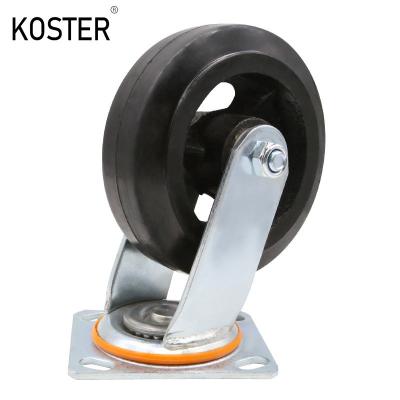 China 4 5 6 8inch Heavy Duty Scaffold Black Rubber Iron Steel Core Swivel Caster Wheel for sale