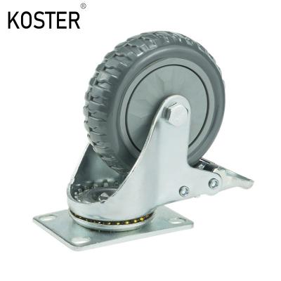 China Flat Free Plate Ball Furniture Caster with Brake Installation Height 103mm/128mm/155mm for sale