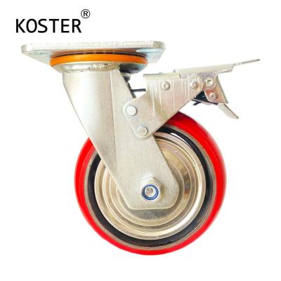 China 500kg Load Capacity Heavy Duty Rion Core Caster Wheel with Durable PU Wheel Material for sale