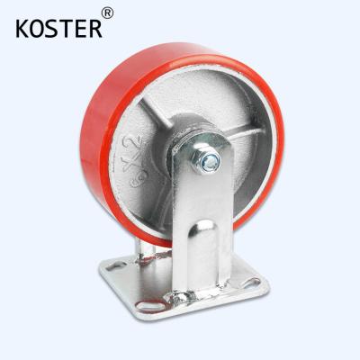 China Aanpassing en dikte opties voor 4-10 inch Red PU Steel Core Heavy Duty Caster Te koop