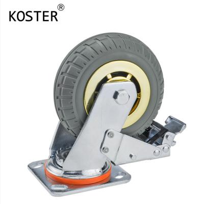 China 300kg Heavy Duty Golden Caster Wheel With Brake And Durable 4 Inch/5 Inch/6 Inch/8 Inch for sale