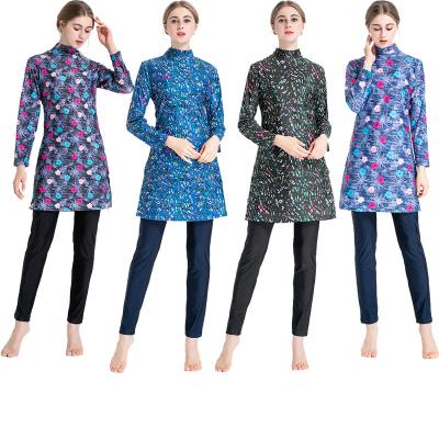 China Plus Size Muslim Swimwear Women Long Sleeve Printed Bathing Suit Beach Swimwear for sale