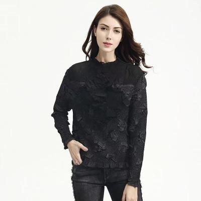 China Winter women's autumn anti-pilling fashion lace turtle neck blouse crochet hollowed-out fairy shirts for sale