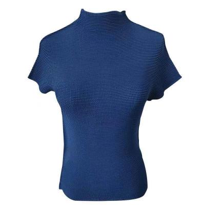 China Anti-wrinkle Factory Direct Supply Ladies Summer Short Sleeved Bottom Shirt High Neck Blouse Pullover Shirt for sale