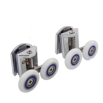 China Modern Smooth Zinc Alloy Twin Shower Door Runners 23mm 2top 2bottom 4pcs Shower Door Rollers for sale