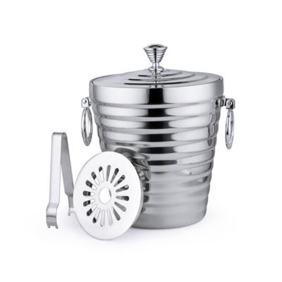 China Eco-friendly Ice Bucket Thickened Stainless Steel Bucket Red Wine Champagne Ice Bucket Delivery Clip for sale