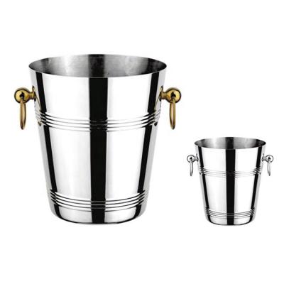 China Customized Viable Stainless Steel Champagne Ice Bucket Wine Holder Ice Bucket With New Design Ring Handle for sale