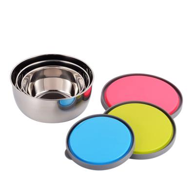 China Sustainable Stainless Steel Food Storage Bowls With Cover 4pcs Plastic Food Storage Containers Set for sale