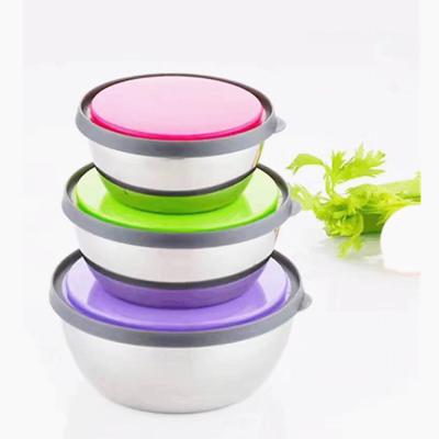 China High Quality Disposable Preservation Stainless Steel Storage Bowl With Round Sealing Cover Noodle Bowl for sale