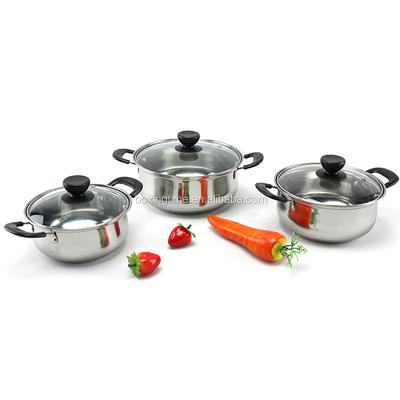 China Sustainable Cookware Cheap Pot Stainless Steel 3 Pcs Universal Large Cooking Pots for sale