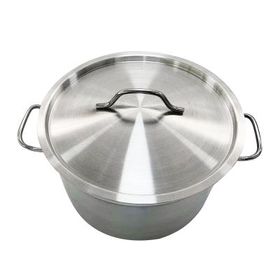 China Sustainable Home Kitchen Cookware Double Ears Cooking Sauce Pan Stainless Steel Pot With Composite Bottom for sale