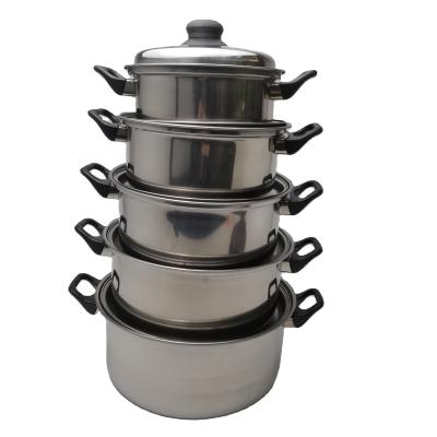 China Viable 5 Size Chinese Style Stainless Steel Detachable Cookware Sets Soup Pot With Lid for sale