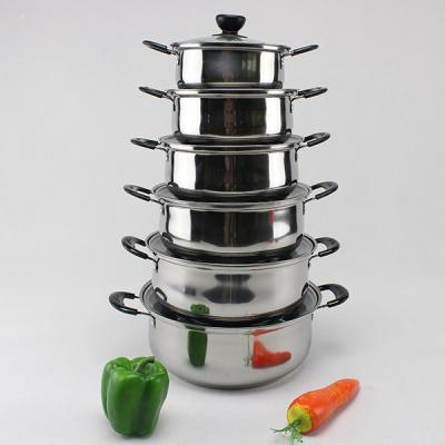 China Sustainable 6 Pcs Arc-shape Soup Pot Set Of Cooking Pots Kitchen Accessories Stainless Steel Cooking Pot for sale