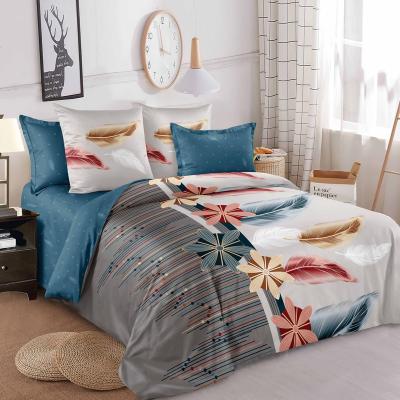 China Reactive Printing Queen Size Bed Sheet 100%Polyester Bed Sheet 100%Polyester Reactive Printing Bedding Set for sale