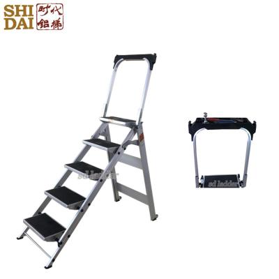 China Folding ladders supply portable stairs 5 steps folding aluminum ladder price from factory supplier for sale