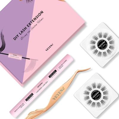 China veyesinc Natural Long Private Label Individual Eyelash Groups Lash Precut Segment Eyelash Mink Group Lashes DIY Kits Premade Fans for sale