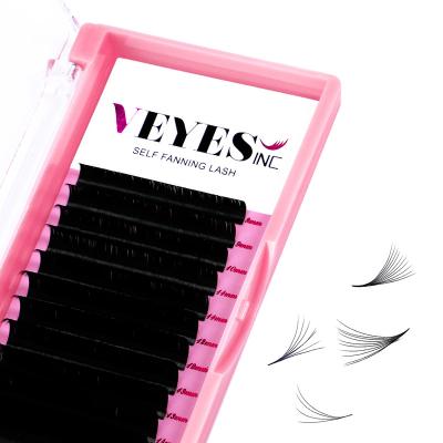 China Veyelash Natural Silk Long Volume Lashes Easy Fanning Lash Auto Self Fanning Faux Mink Eyelash Extensions for sale