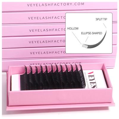 China Long C D Natural Handmade Ellipse Flat Eyelash PBT Volume Korean Hot Selling Mega Flat Lashes Soft Synthetic Ellipse Eyelashes Extension for sale