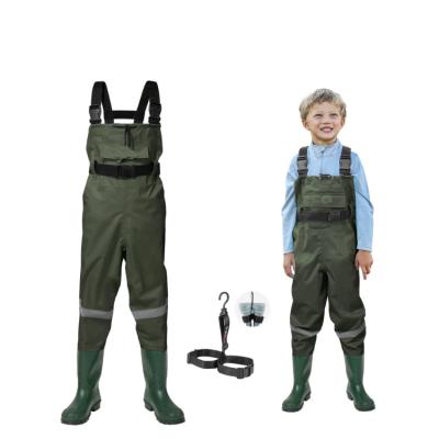 China Chest Size Waders PVC Green Chest Fishing Waders For Kids for sale