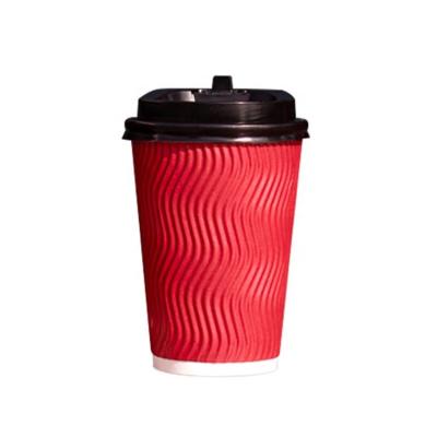 China Recyclable Customized Disposable Paper Cups Double Wall Ripple Coffee Paper Cups with Logo Printed for sale