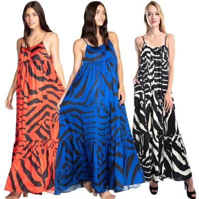 China 2021 New Arrivals Anti-Static Summer Plus Size Leopard Print Women's Casual Loose Strapless Maxi Dress for sale