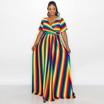 China Top Selling Amazon Dress Summer Breathable Solid Color Colorful Striped Culture Butterfly Maxi Maxi 2 Piece Skirt Set Women for sale