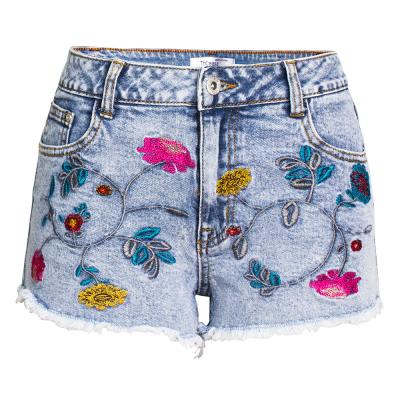 China Drop Shipping Summer Fashion Breathable Lady Embroidered Denim Shorts Jeans for sale