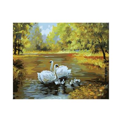 China Waterproof+ECO-Friendly Good Quality Modern Decoration Swan Lover Painting DIY Digital Oil Painting for sale