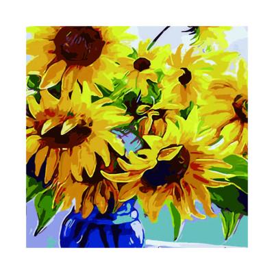 China Professional Waterproof+ECO-Friendly Great Price Design Sunflower Painting Cheap Digital Oil Paintings For Living Room for sale