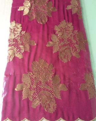 China Metallic Fusible Fancy Chiffon Embroidery Fabric with Stones for Garment or Dressing for sale