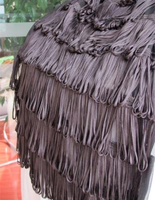 China Black stripe fancy polyester tassel fringes/fringes for dresses, haute couture clothing fabric for sale