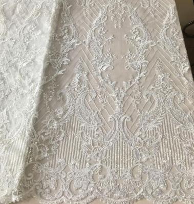 China Product Type Shrink-Resistant Lace And Sequin High Quality Embroidered Bridal Rope Lace Fabric All Over Embroidery Design for sale