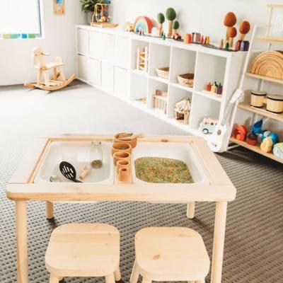 China Wooden Kindergarten Furniture Montessori Kindergarten Preschool Kids Furniture Sets Classic Table and Chairs Activity Kids Table and Chair Set for sale