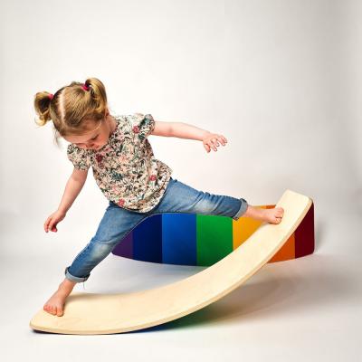 China Bodybuilding Fitness Montessori Wooden Toddler Balance Beam Foldable Adjustable Balance Board for Kids Balance Stepping Stones Activity Gym Toys for sale