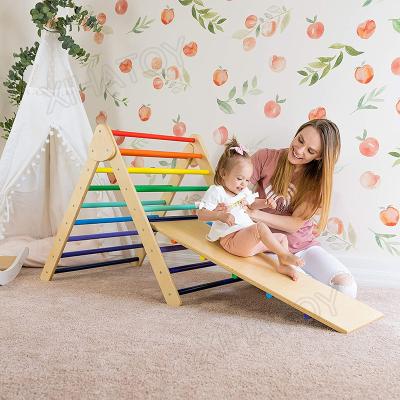 China Wooden Educational Toys Kids Climbing Gymnasium Montessori Pikler Triangle Gym View Preschool Indoor Playground for sale