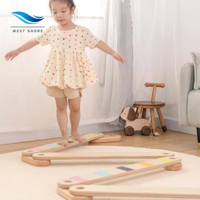 China Wooden Balance Beam with Wooden Climbing Stone Steps Balance Progression Stones for Kids Toddler Kids Educational Balance Boards Toys for sale