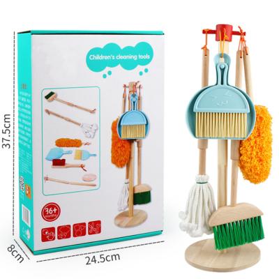 China Modern Customized Wooden Toys Clean House Cleaning Tools Figure Educational Montessori Life Practical Kids Cleaning Equipment Toys for sale