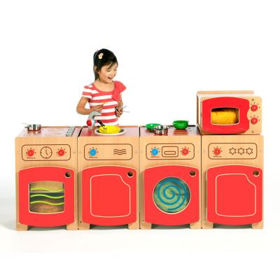 China Eco-friengly Toddler Play Kitchen Corner Wooden Baking Pretend Wooden Toy Play Kitchen Playsets with Accessories Education Kitchen Toys for sale