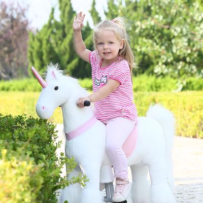 China Ride on Toy Ride on Horse Toy Plush Walking Animal Giddy Up Pony Mechanical Riding Horse Medium Walking Toy with Wheels for sale