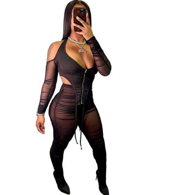 China Other New Women's Clothing 2022Spring Sexy Slim Fit Crimp Slim Fit Mesh Transparent Irregular Suit Cut Out Stockings for sale