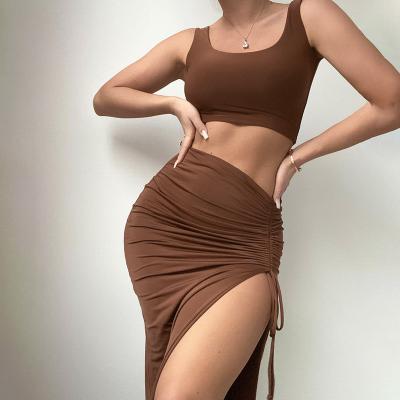 China 2022 Breathable New Summer Fashion Belly Button Tube Spring And Tube Skirt Suit Upper Slim Fit Split Wholesale for sale