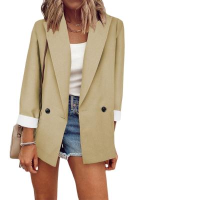 China Other 2022 European and American new fashion autumn and winter solid color suit small long sleeve spring and autumn suit single coat for sale