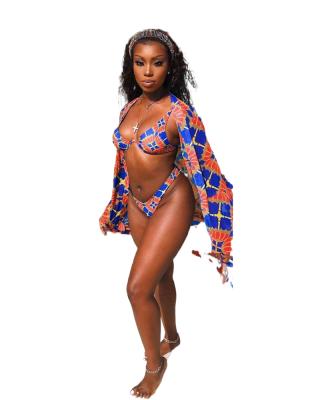 China 2022 QUICK DRY European and American digital printing three-piece set sexy spring and summer split swimsuit for sale