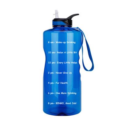 China Drinkware Viable Type PETG 3.78L One Gallon Water Bottle Timer Marker Motivational Water Jug for sale