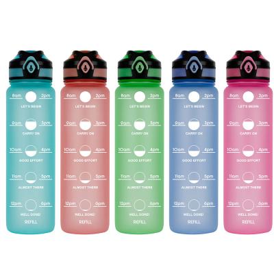 China Mlife Sustainable Motivational Custom Logo Plastic Drink Bottles 1000ml Tritan Water Bottle With Time Marker for sale