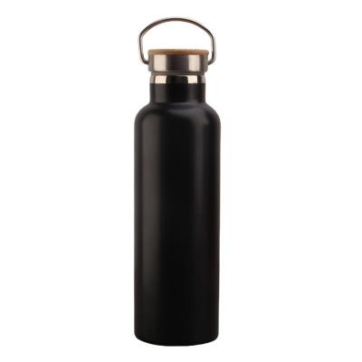 China Sustainable Double Wall Stainless Steel 25oz 750ml Vacuum Insulated Drink Bottle With Bamboo Lid for sale