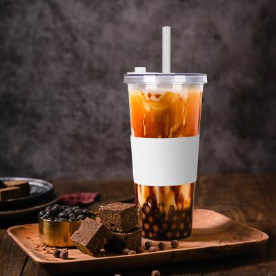 China Double wall 16oz eco-friendly reusable plastic reusable tumbler hot sale boba free tea cup with straw for sale