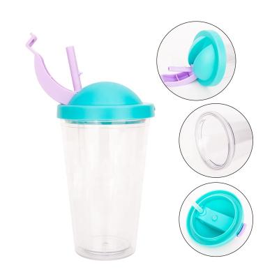 China Hot Selling Sustainable Cheap Price BPA Free Private Label Double Wall Insulated Plastic Drinks Tumbler With Straw for sale